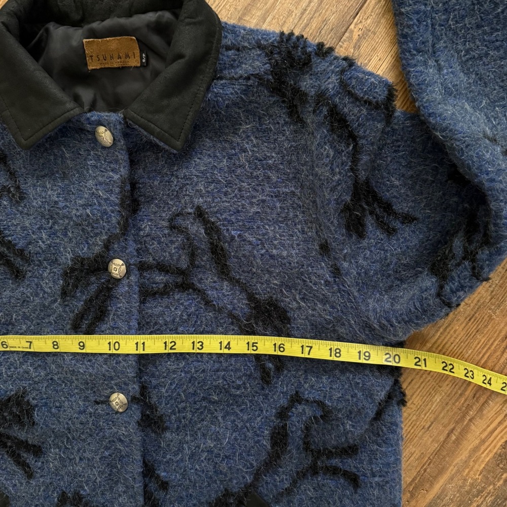 VINTAGE Tsunami Horse Jacket Women Small Blue Mohair Alpaca Concho Button Tribal - Picture 6 of 9